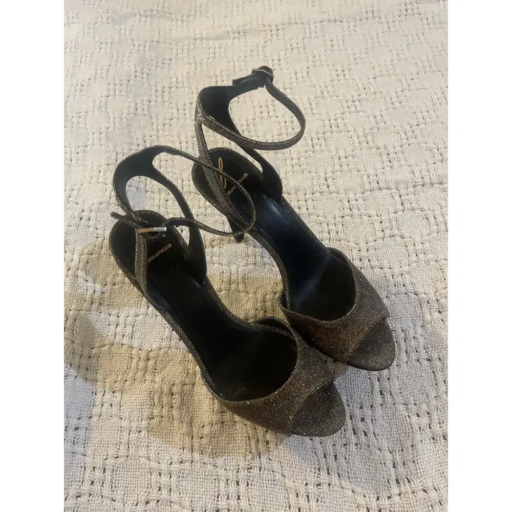 BRIAN ATWOOD Femme Fatale Shimmery Platform Sandal Stiletto Heels Shoe 36.5 6.5
